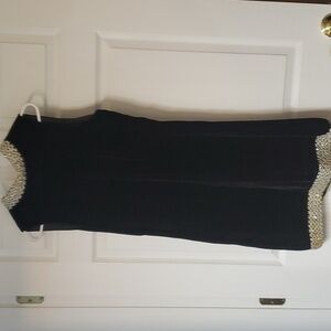 Vintage Wimpfheimer & Bro 50/60s blk velvet dress silver braid trim Sz 16